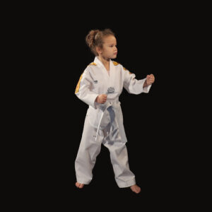 Dobok Taekwondo uniforme Little Warrior AME sport personne en garde