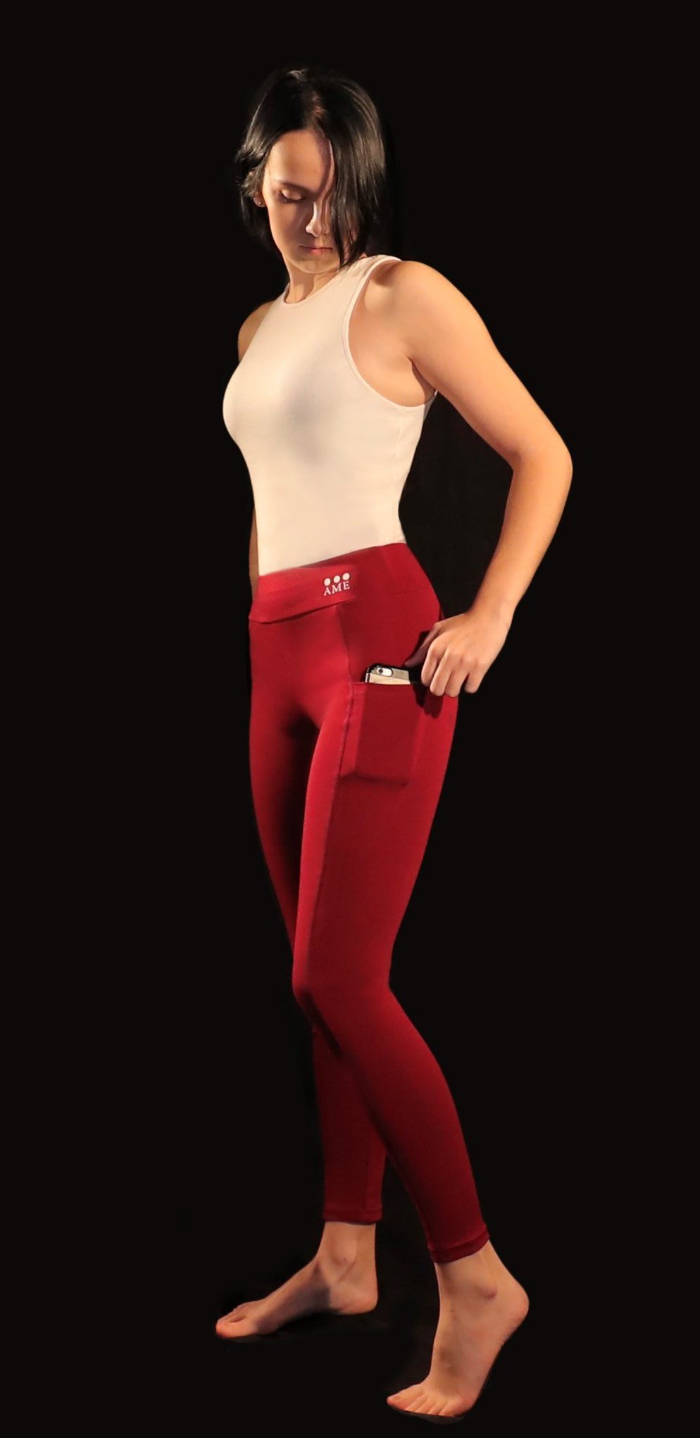 Leggings rouge avec poches laterales AME Sport